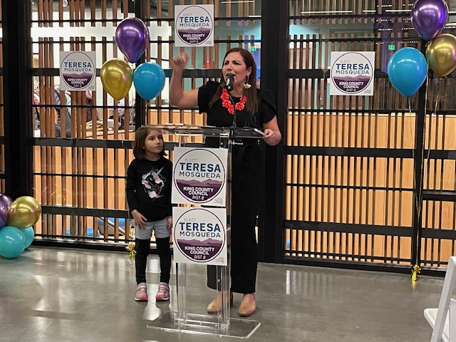 VIDEO: County Councilmember Teresa Mosqueda takes on the feds in re-election-campaign kickoff speech