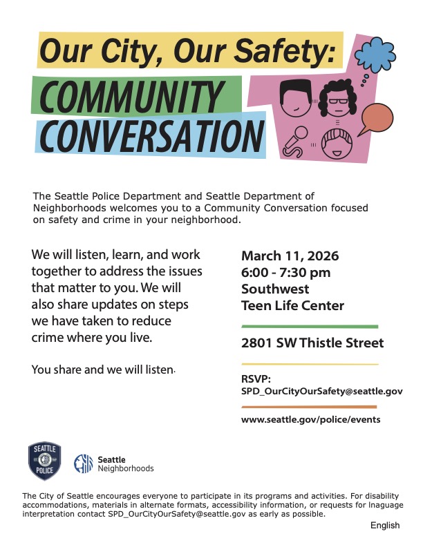WEEK AHEAD: Police chief promises ‘conversation’ at West Seattle meeting