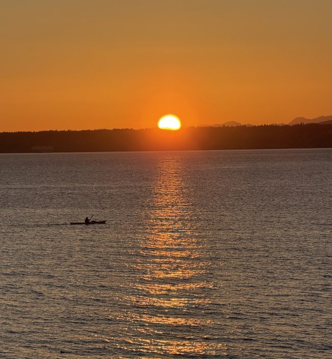 SKIES OVER WEST SEATTLE: Perfect sunset tonight. Will we see Tuesday’s lunar eclipse?