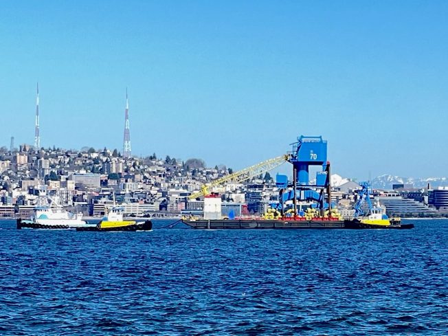 SEEN OFF WEST SEATTLE: Big new crane for the Navy